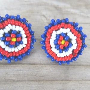 Blue Southwestern Beaded Pierced Earrings Western